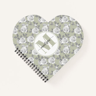 Rose Jardin Monogramme Sage Carnet vert