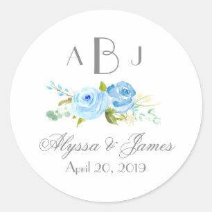 Rose Jardin trois lettres Monogramme Étiquette