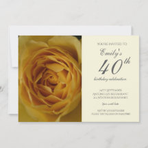 Rose jaune 40e anniversaire Invitation de fête