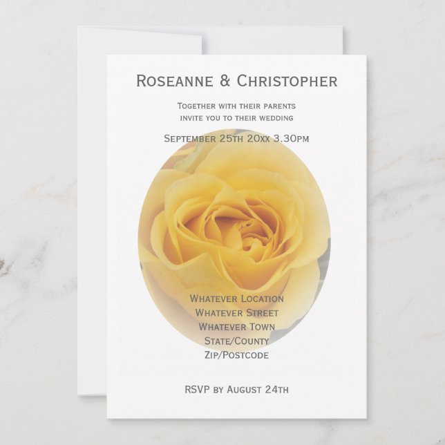 Rose jaune Faire-part de mariage (Devant)