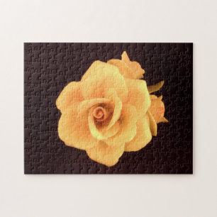 Rose jaune puzzle apaisant de défi de 11 x 14