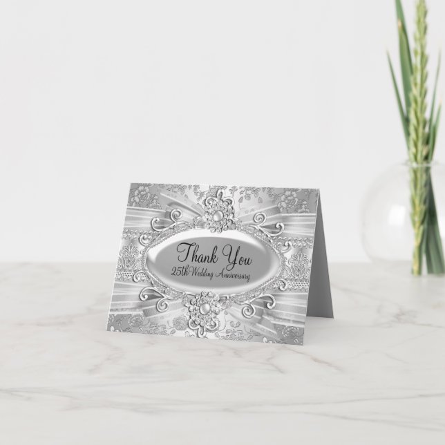 Rose & Jewel Silver 25th Anniversary Thank You (Front)