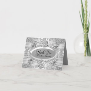 Rose & Jewel Silver 25th Anniversary Thank You Card