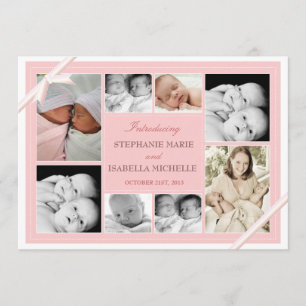 Rose jumeau du faire-part   de bébé de collage de