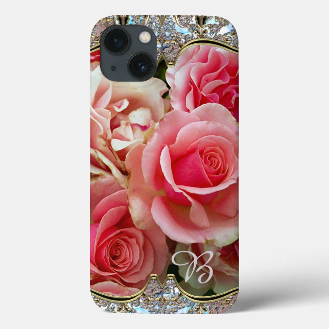 Rose Juxtapose extra Protection Monogram Case-Mate iPhone Case (Back)