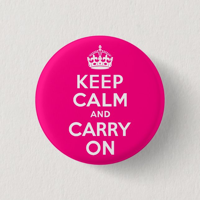 Rose Keep Calm and Carry On 1 Inch Round Button (Front)