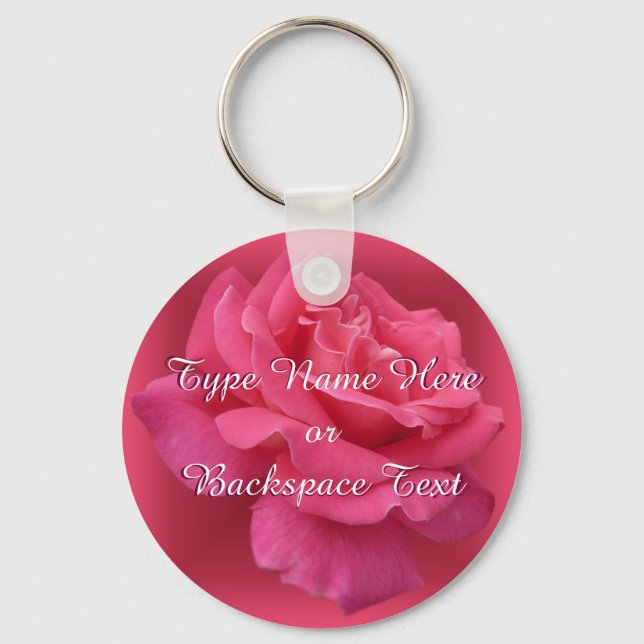 Rose Key Chains Peprsonalized Pink Rose Keychain (Front)