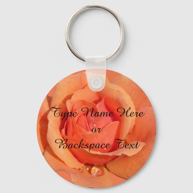 Rose Key Chains Personalized Orange Rose Keychain (Front)