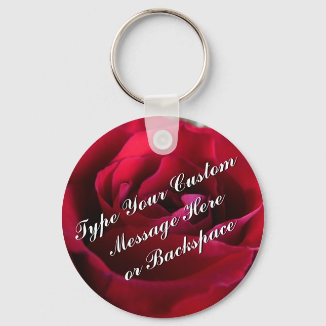 Rose Key Chains Personalized Red Rose Keychain (Front)