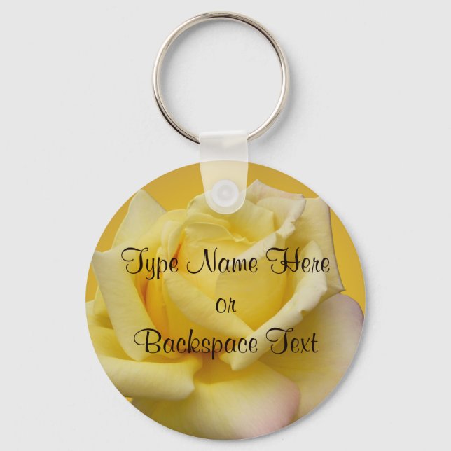 Rose Key Chains Personalized Yellow Rose Keychain (Front)