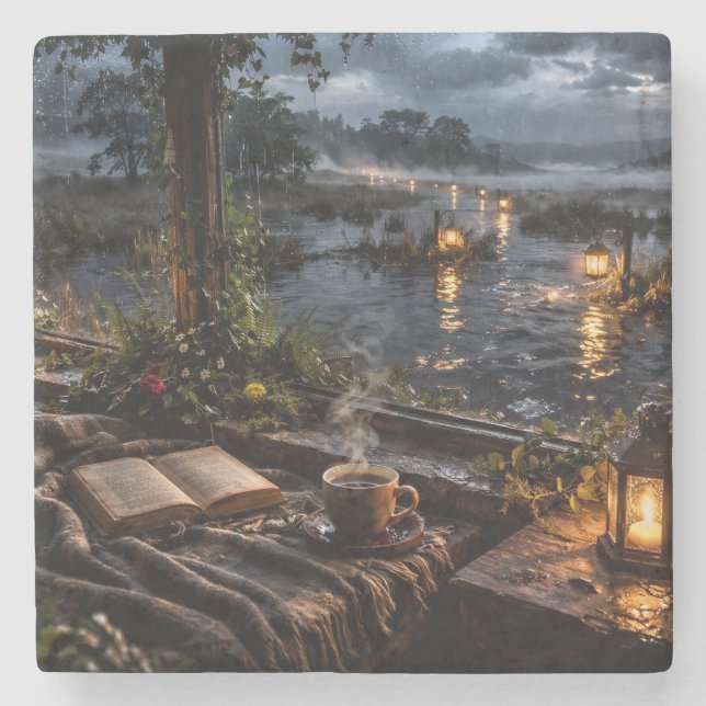 Rose Lantern Book Marsh Coaster (Front)