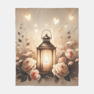 Rose Lantern Glow Bouquet Fleece Blanket