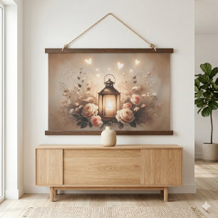 Rose Lantern Glow Bouquet Hanging Tapestry