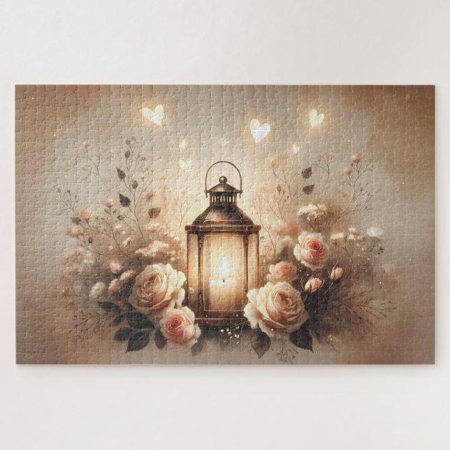 Rose Lantern Glow Bouquet Jigsaw Puzzle (Horizontal)