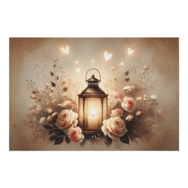 Rose Lantern Glow Bouquet Poster (Front)