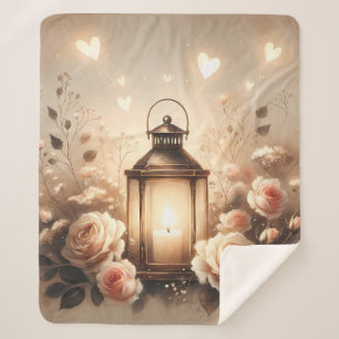 Rose Lantern Glow Bouquet Sherpa Blanket
