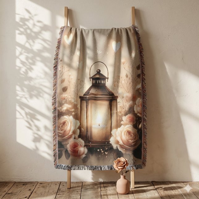 Rose Lantern Glow Bouquet Throw Blanket (Rose Lantern Glow Bouquet Throw Blanket)