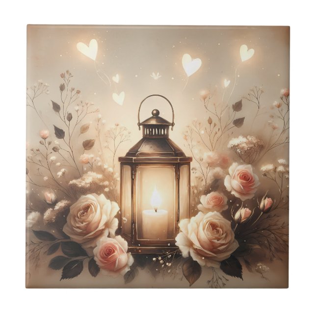 Rose Lantern Glow Bouquet Tile (Front)