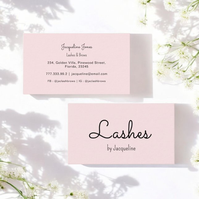 Rose Lashes Beauté Salon Simple Carte de visite (Créateur téléchargé)
