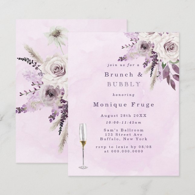 Rose Lavande de Wisteria Brunch & Invitations Bubb (Devant / Derrière)
