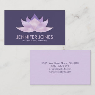 Rose Lavender Lotus Flower on purple navy Business Card