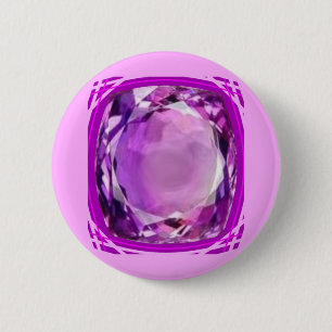 Rose Lilac Amethyst Gemstone by SHARLES 2 Inch Round Button