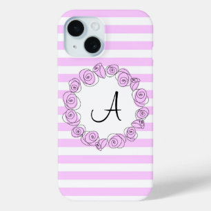 Rose Lilac Monogram stripe iPhone case vertical