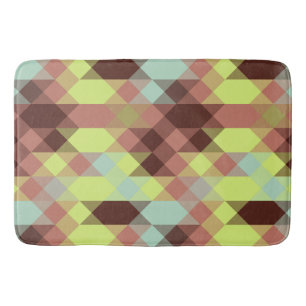 rose, lime, yellow and coffee bean geometric bath mat