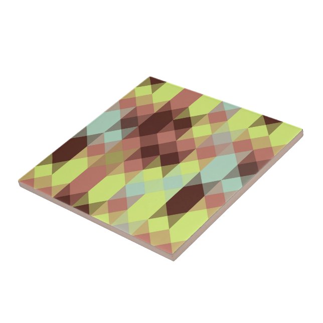 rose, lime, yellow and coffee bean geometric tile (Side)