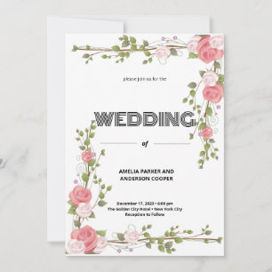 Rose Love and White Background Wedding Invitation