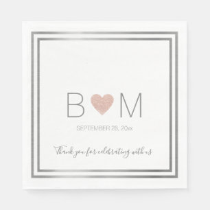 Rose Love Heart Wedding Celebration Party Napkin