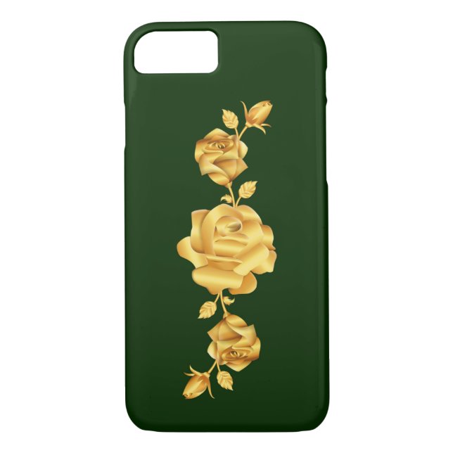 Rose Lovers Design   Gold on Green Case-Mate iPhone Case (Back)