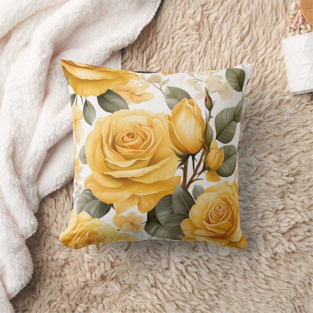 "Rose Lovers Yellow" Throw Pillow (Blanket)