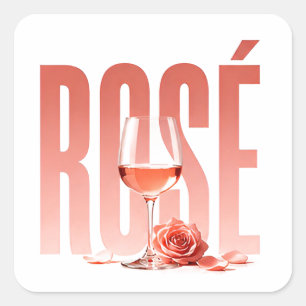 Rosé Luxury Wine Editorial Lifestyle Graphic Style Square Sticker