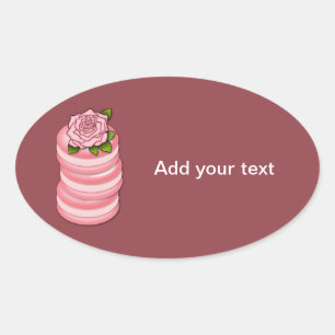 Rose Macarons Oval Sticker