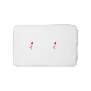 Rose Madder, Lava Red, floral Design Bath Mat