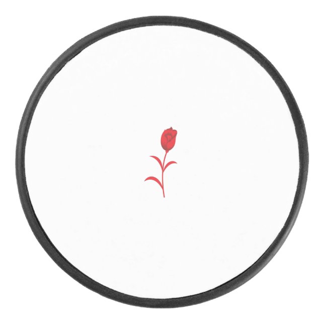 Rose Madder, Lava Red, floral Design Hockey Puck (Front)