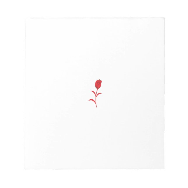 Rose Madder, Lava Red, floral Design Notepad (Front)