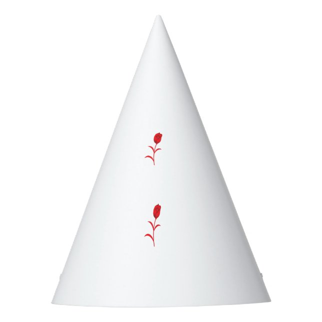 Rose Madder, Lava Red, floral Design Party Hat (Front)