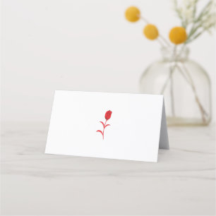 Rose Madder, Lava Red, floral Design Place Card