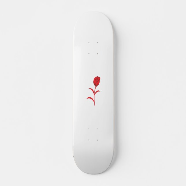 Rose Madder, Lava Red, floral Design Skateboard (Front)