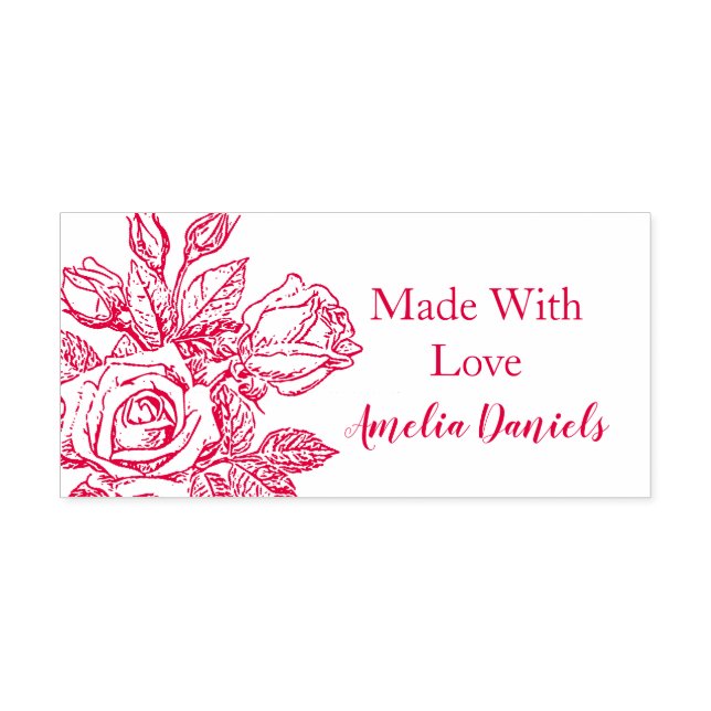 Rose Made With Love Self Inking Rubber Stamp (Design)