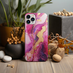 Rose, Magenta and Gold Marble, Alcohol Ink Design iPhone 13 Pro Max Case