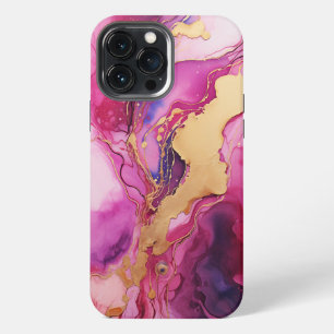 Rose, Magenta and Gold Marble, Alcohol Ink Design iPhone 13 Pro Max Case