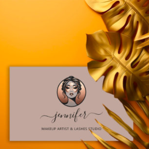Rose Makeup Artist Custom Logo Lashes QR Oriental  Business Card