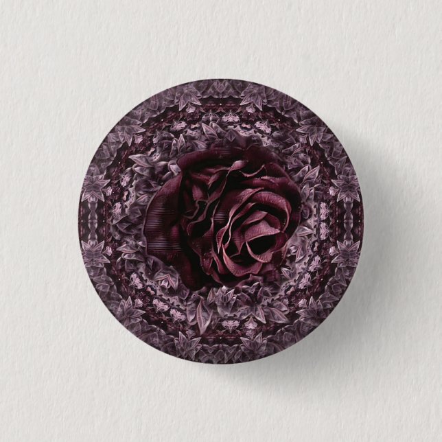 Rose Mandala  1 Inch Round Button (Front)