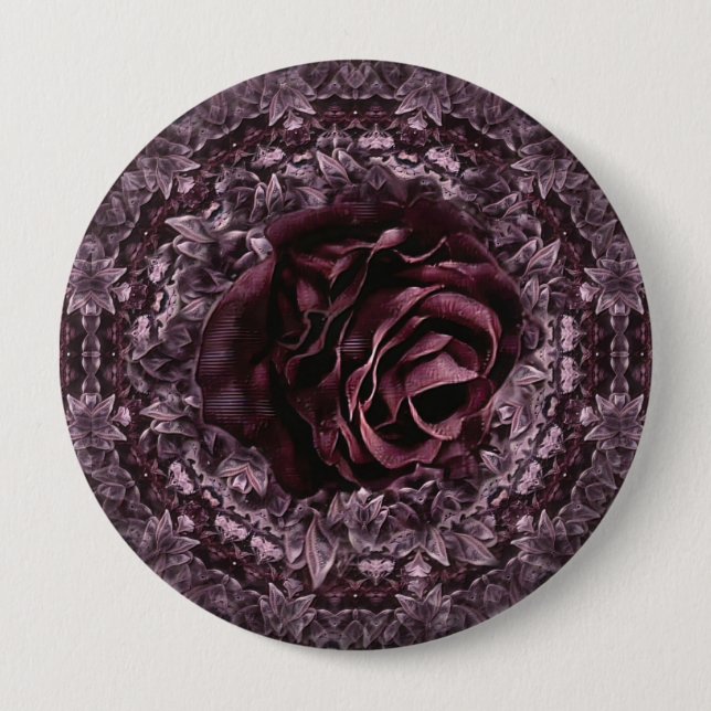 Rose Mandala  4 Inch Round Button (Front)