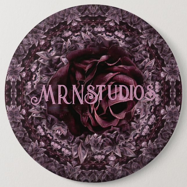 Rose Mandala  6 Inch Round Button (Front)