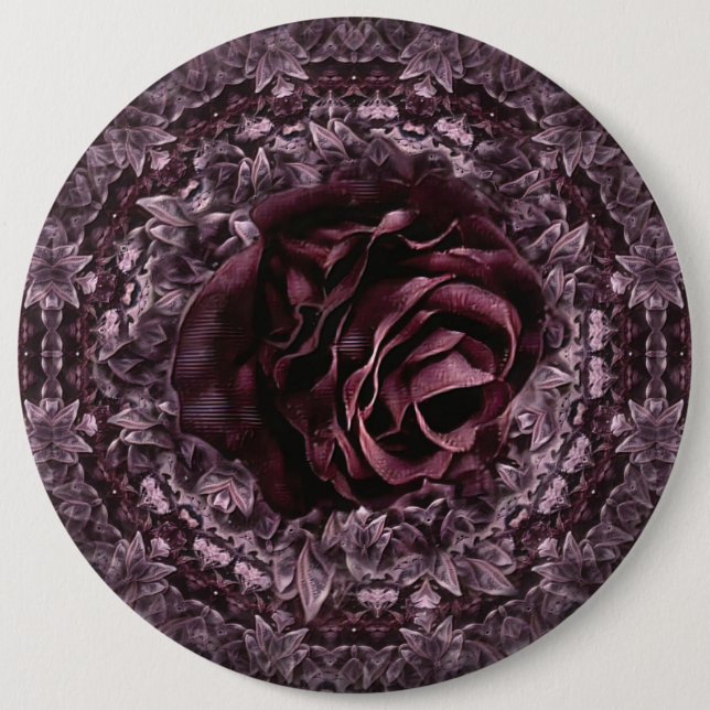 Rose Mandala  6 Inch Round Button (Front)