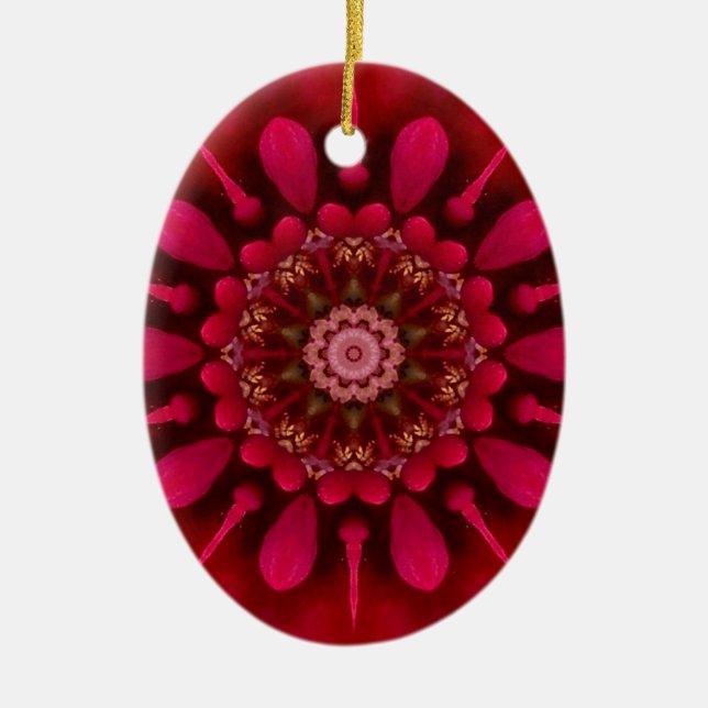 Rose Mandala Ceramic Ornament (Front)